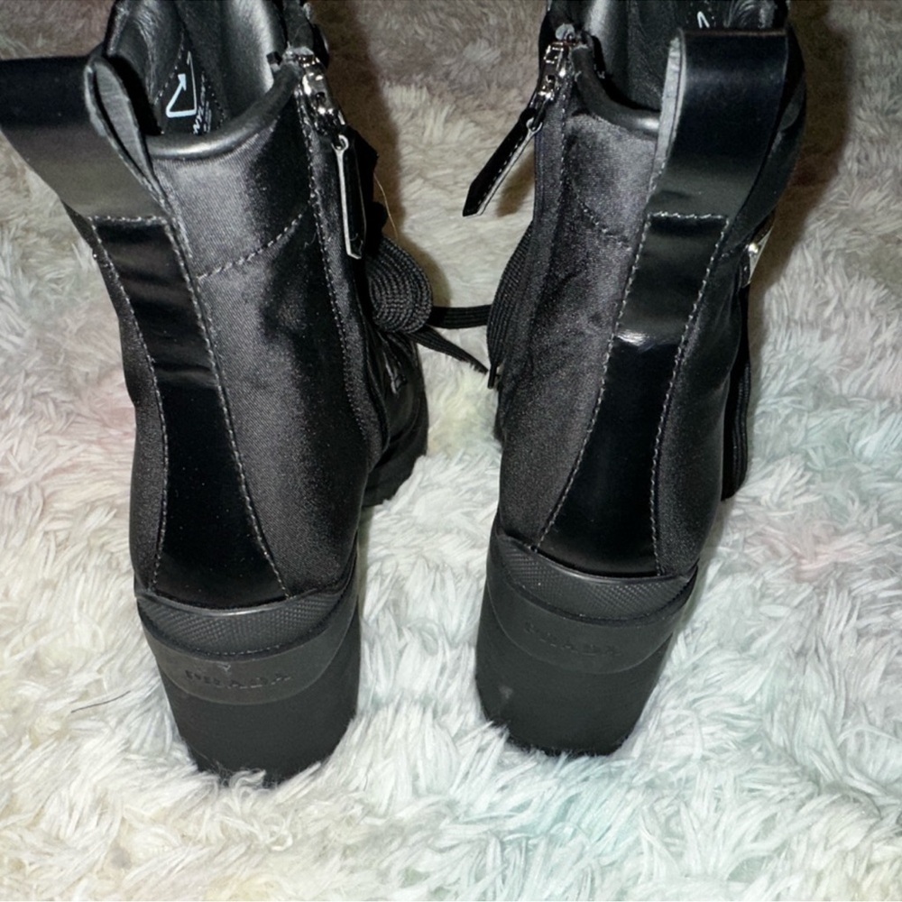Prada Black Lug Sole Lace-Up Ankle Boots - Picture 5 of 14